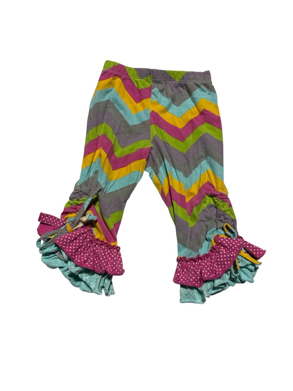 Mustard‎ Pie Chevron Ruffle Hem Leggings Size 18M